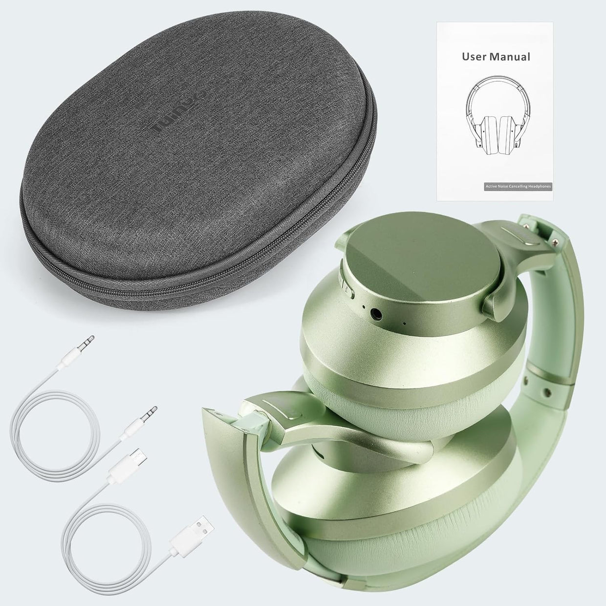 Green Noise Cancelling Bluetooth Headphones 60H Playtime Deep Bass - Kwikley