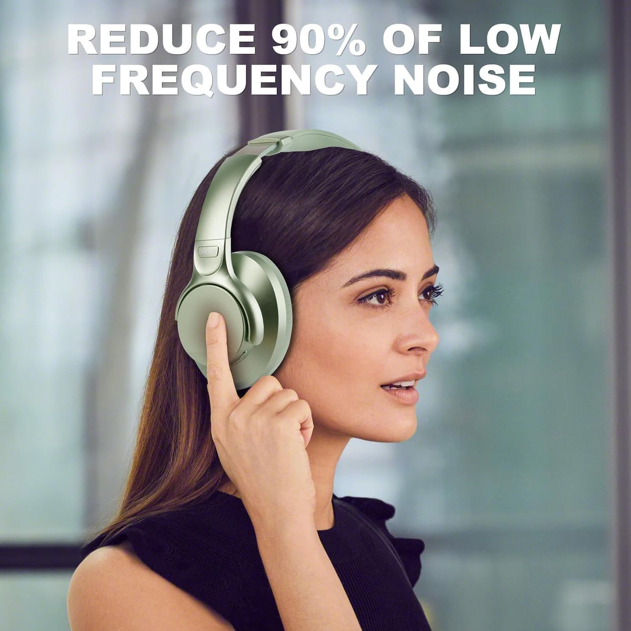 Green Noise Cancelling Bluetooth Headphones 60H Playtime Deep Bass - Kwikley