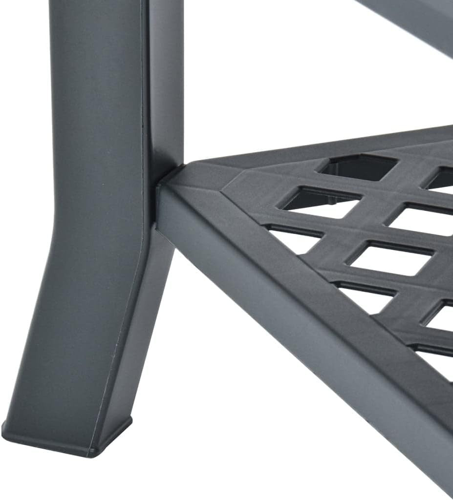 Green Outdoor Coffee Table with Storage Shelf, Lightweight Plastic 90x60x46cm - Kwikley