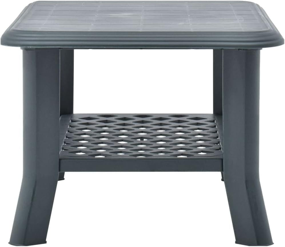 Green Outdoor Coffee Table with Storage Shelf, Lightweight Plastic 90x60x46cm - Kwikley
