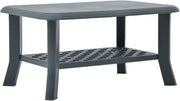 Green Outdoor Coffee Table with Storage Shelf, Lightweight Plastic 90x60x46cm - Kwikley