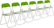 Green Padded Folding Chairs Set of 6 – Foldable Metal Frame, Space - Saving - Kwikley