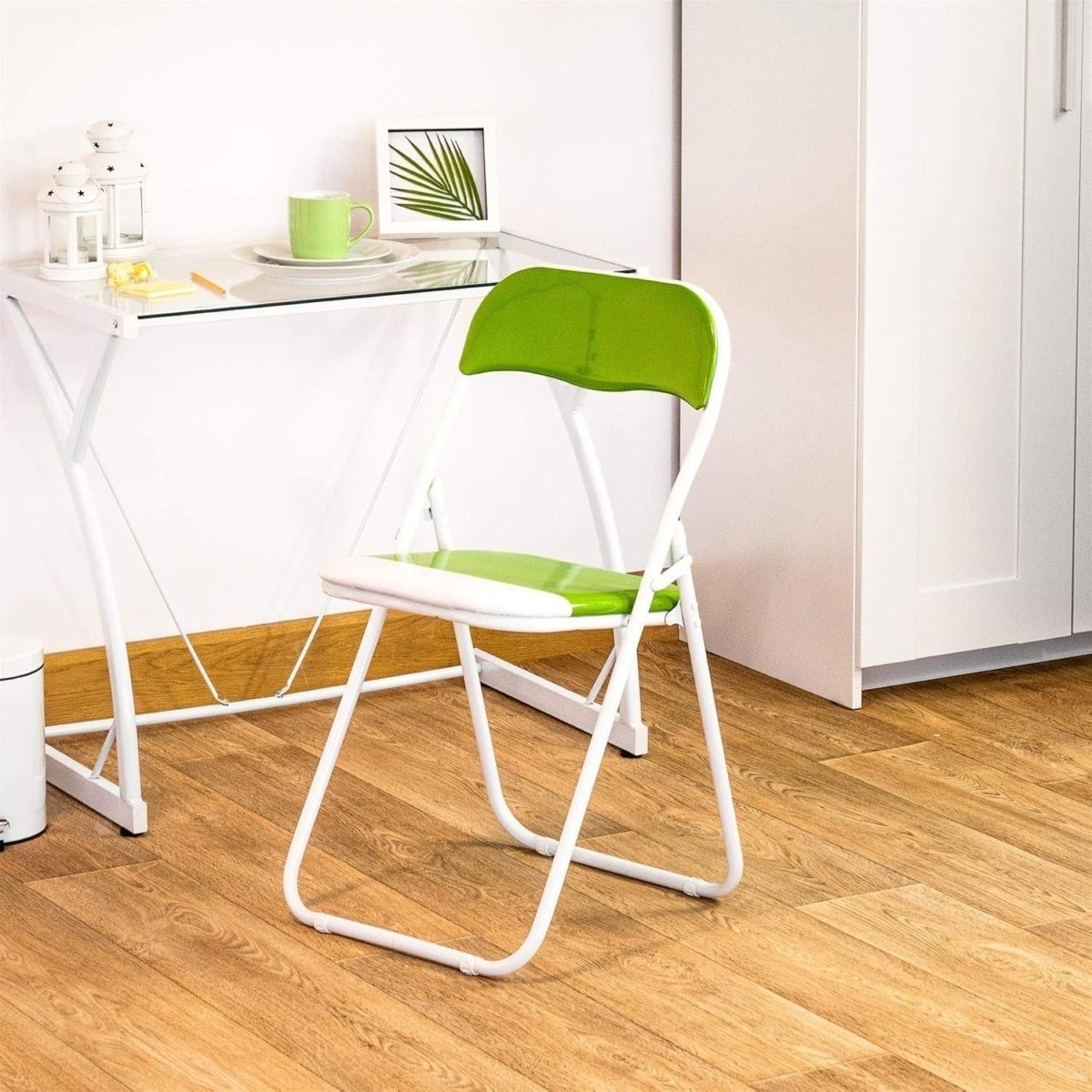 Green Padded Folding Chairs Set of 6 – Foldable Metal Frame, Space - Saving - Kwikley