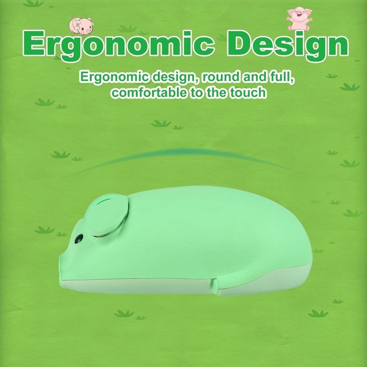Green Pig Wireless Mouse Bluetooth 5.1 2.4G Silent 1200DPI Cute - Kwikley