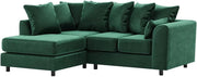 Green Plush Velvet Left Hand L - Shaped Corner Sofa Full Foam Cushions - Kwikley