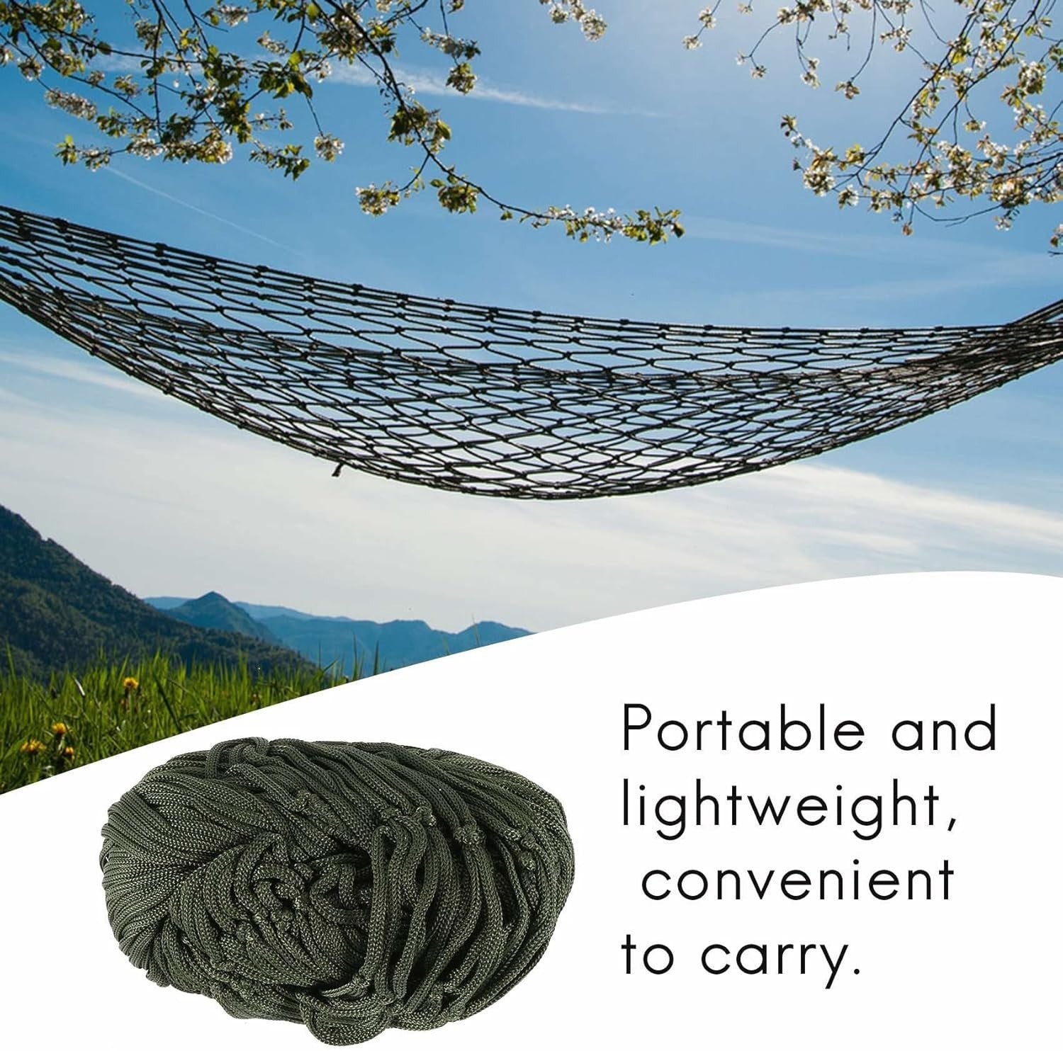 Green Portable Outdoor Camping Hammock Mesh Net, Lightweight Travel Swing 2.7x0. - Kwikley