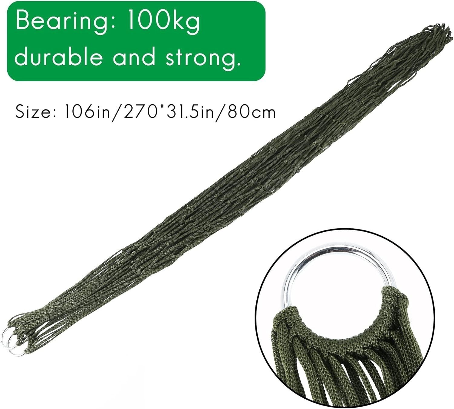 Green Portable Outdoor Camping Hammock Mesh Net, Lightweight Travel Swing 2.7x0. - Kwikley
