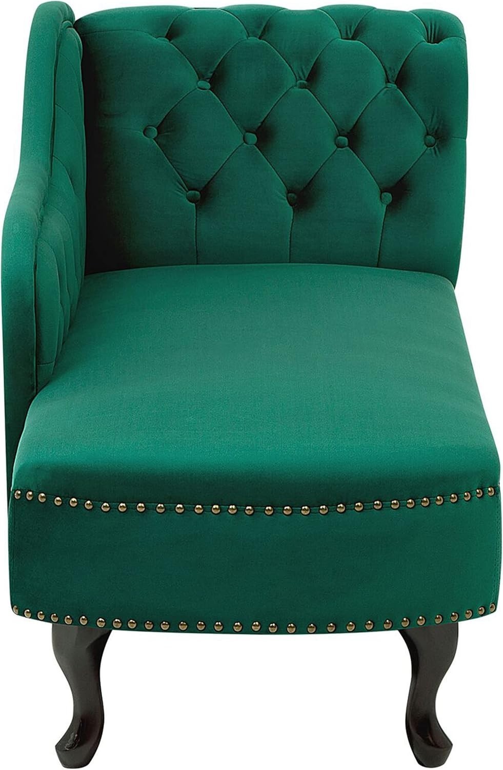 Green Right Hand Chesterfield Chaise Lounge Velvet Fabric Classic Design - Kwikley