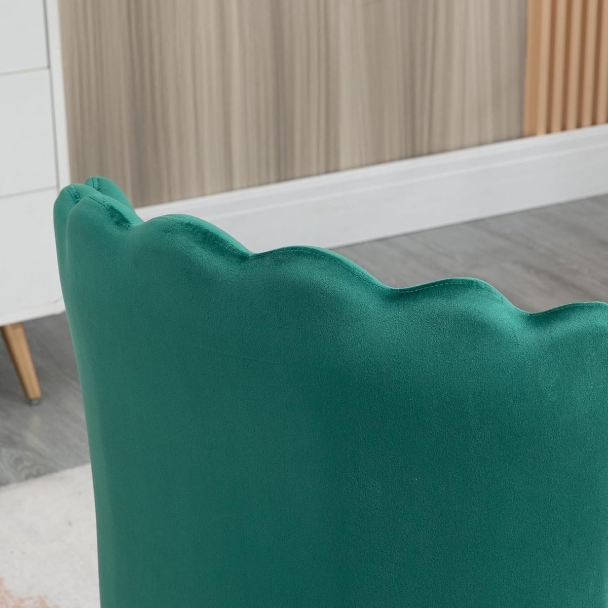 Green Shell Velvet Accent Chair Gold Metal Legs Modern Vanity Lounge Seat - Kwikley