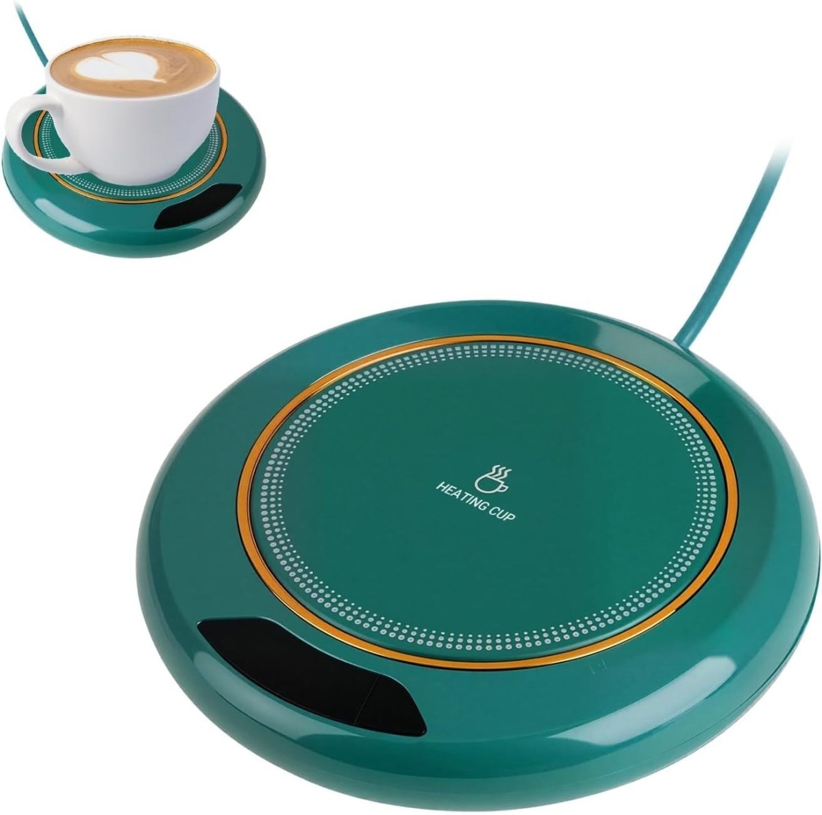 Green USB Coffee Mug Warmer 3 Temp LCD Touch 8H Auto Shut Off - Kwikley