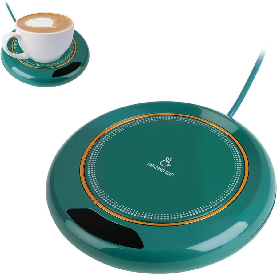 Green USB Coffee Mug Warmer 3 Temp LCD Touch 8H Auto Shut Off - Kwikley