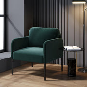 Green Velvet Accent Armchair Modern Lounge Reading Chair - Kwikley