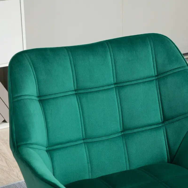 Green Velvet Accent Chair Wide Arms Slanted Back Modern Bedroom Seat - Kwikley