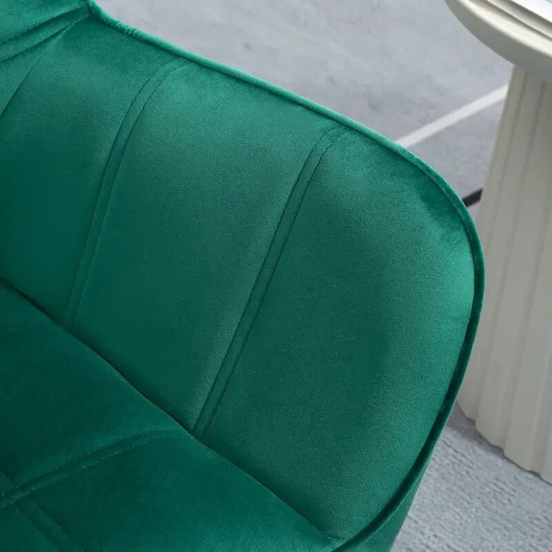 Green Velvet Accent Chair Wide Arms Slanted Back Modern Bedroom Seat - Kwikley