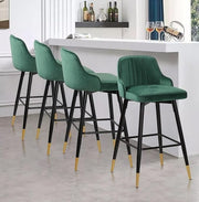 Green Velvet Swivel Bar Stools Set of 4 65cm – Modern Kitchen Counter Chairs - Kwikley