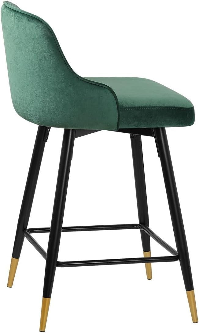 Green Velvet Swivel Bar Stools Set of 4 65cm – Modern Kitchen Counter Chairs - Kwikley