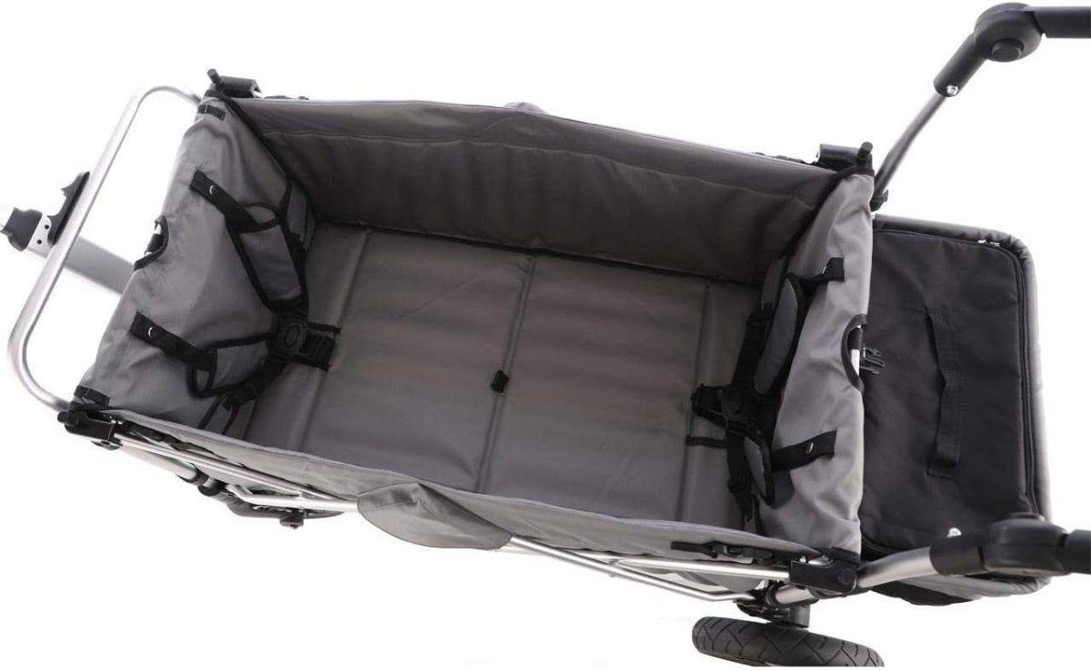 Grey 2 - Seater Folding Stroller Wagon Kids Push Pull All - Terrain Cart w/ Canopy - Kwikley