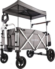 Grey 2 - Seater Folding Stroller Wagon Kids Push Pull All - Terrain Cart w/ Canopy - Kwikley