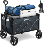 Grey 220lb Folding Festival Wagon Trolley Cart w/ All - Terrain Wheels & Handle - Kwikley