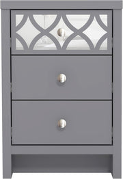 Grey 3 Drawer Bedside Table with Mirrored Drawer, Modern Bedroom Cabinet 59x39cm - Kwikley