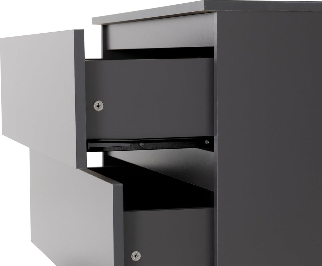 Grey 3 Drawer Chest Engineered Wood Storage Cabinet Bedroom Organizer - Kwikley