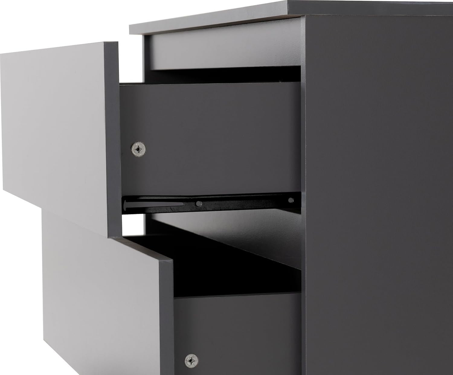 Grey 3 Drawer Chest Engineered Wood Storage Cabinet Bedroom Organizer - Kwikley