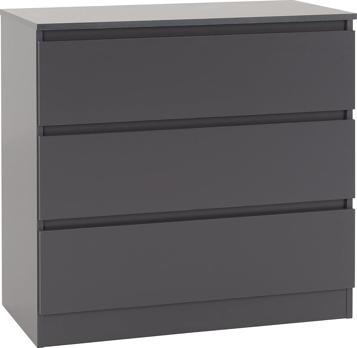 Grey 3 Drawer Chest Engineered Wood Storage Cabinet Bedroom Organizer - Kwikley