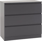 Grey 3 Drawer Chest Engineered Wood Storage Cabinet Bedroom Organizer - Kwikley