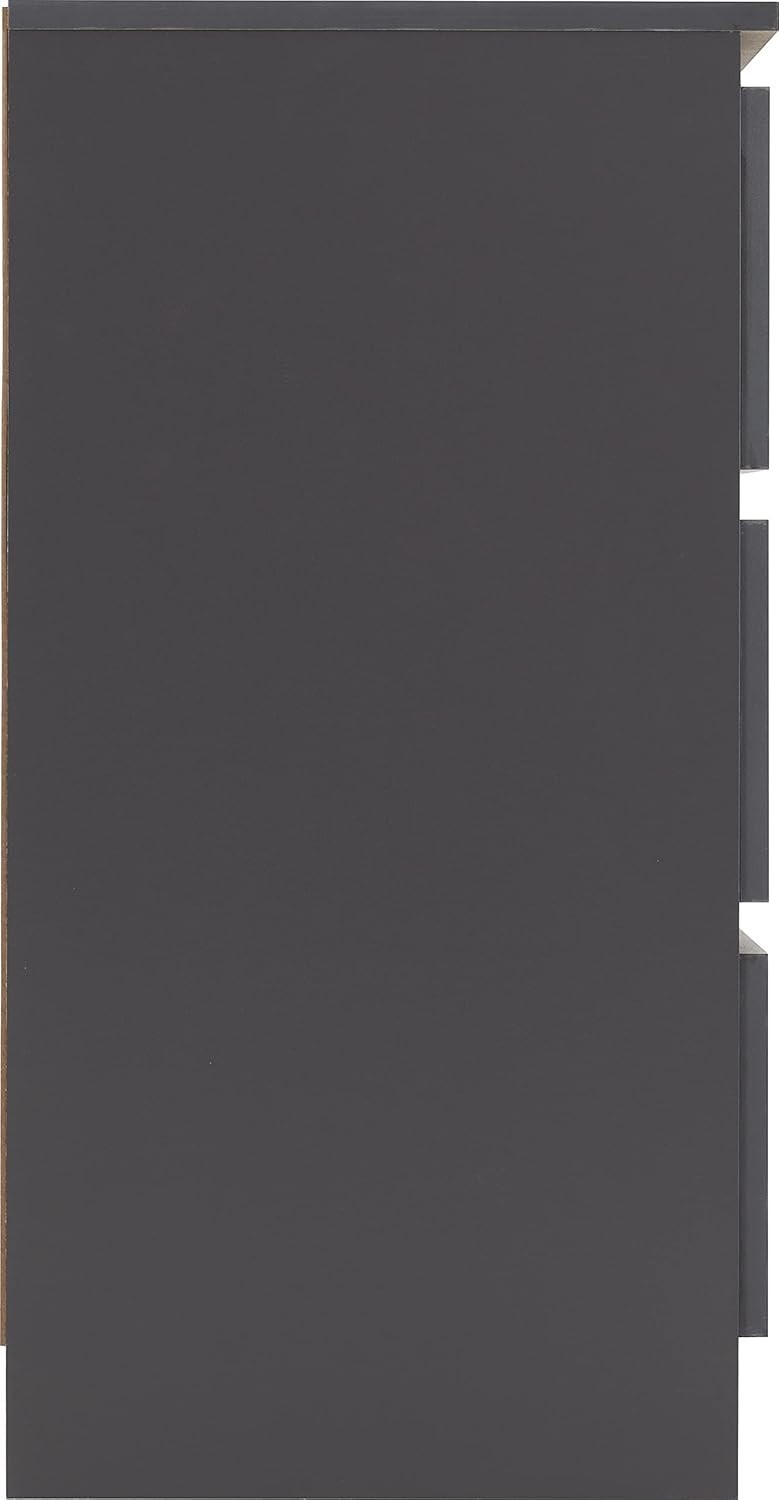 Grey 3 Drawer Chest Engineered Wood Storage Cabinet Bedroom Organizer - Kwikley