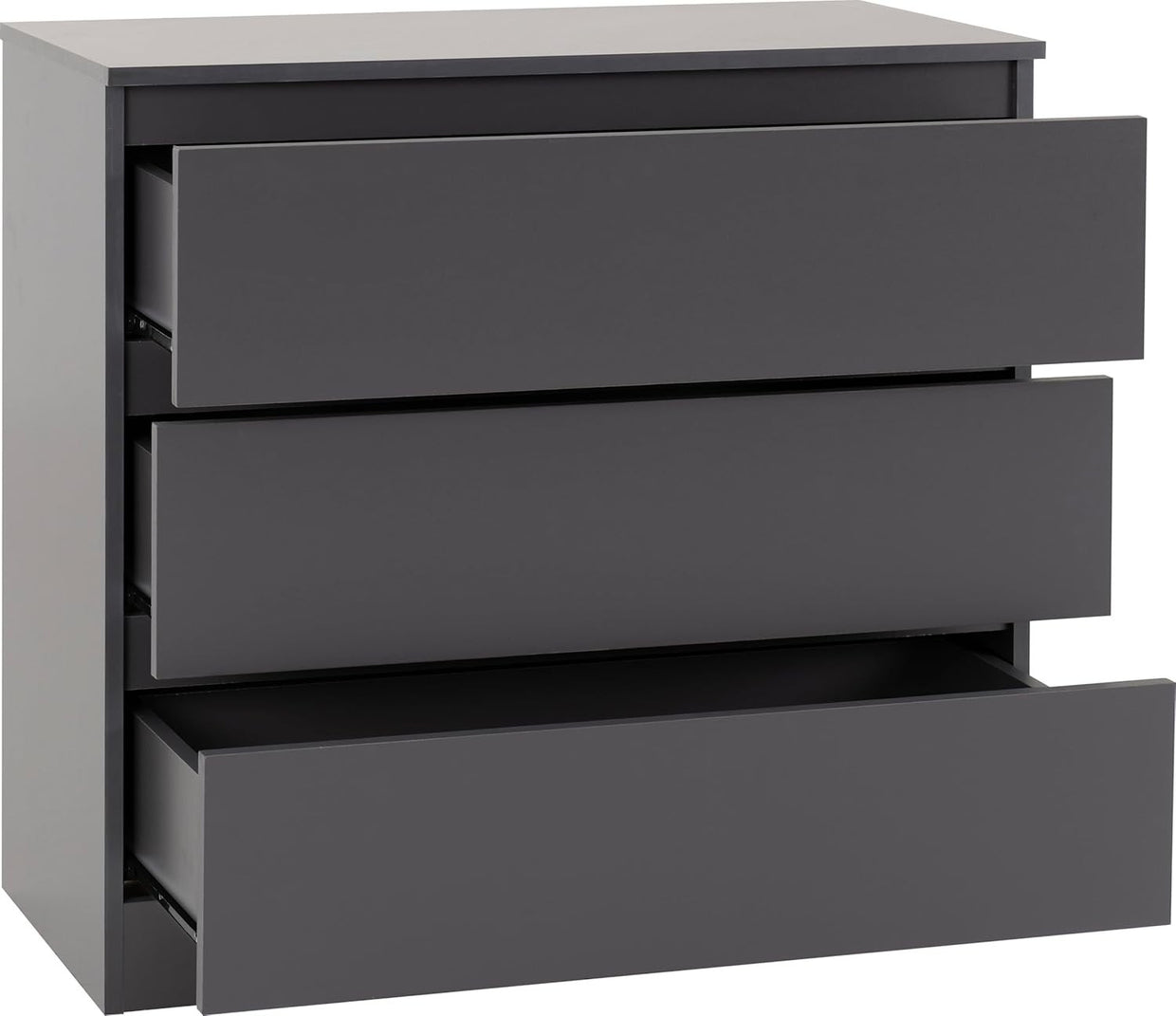 Grey 3 Drawer Chest Engineered Wood Storage Cabinet Bedroom Organizer - Kwikley