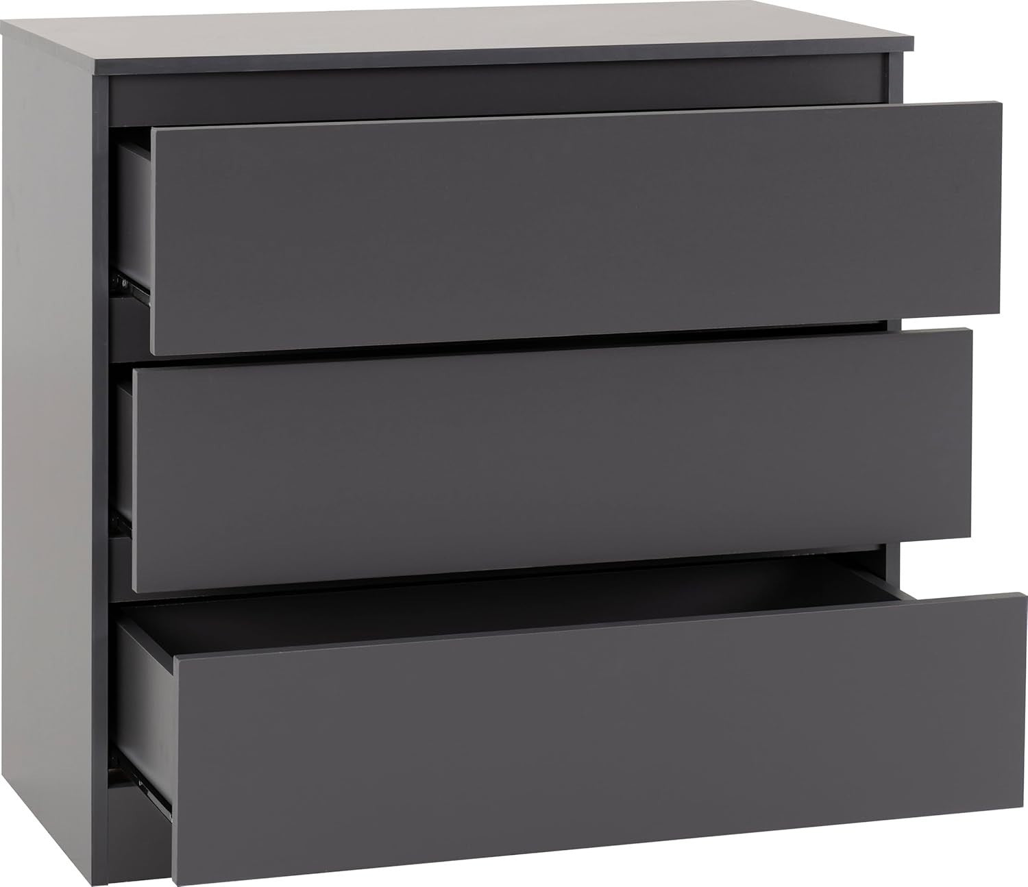 Grey 3 Drawer Chest Engineered Wood Storage Cabinet Bedroom Organizer - Kwikley