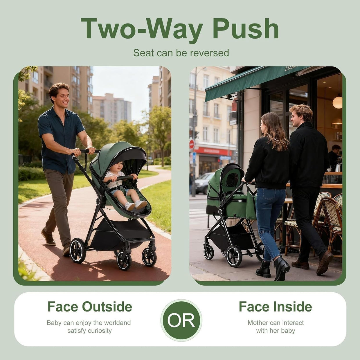 Grey 3 in 1 Baby Pram Travel System Pushchair Adjustable Handle - Kwikley