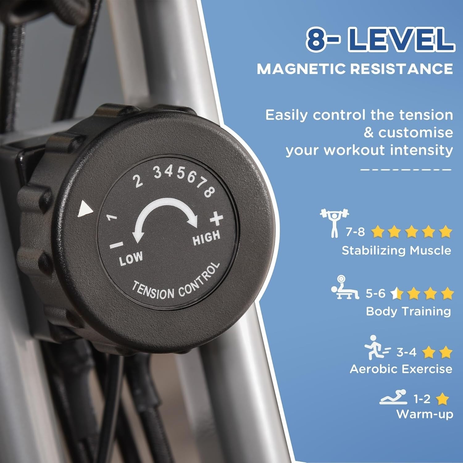 Grey 3 - in - 1 Folding Exercise Bike Magnetic Resistance LCD Pulse & Bands - Kwikley