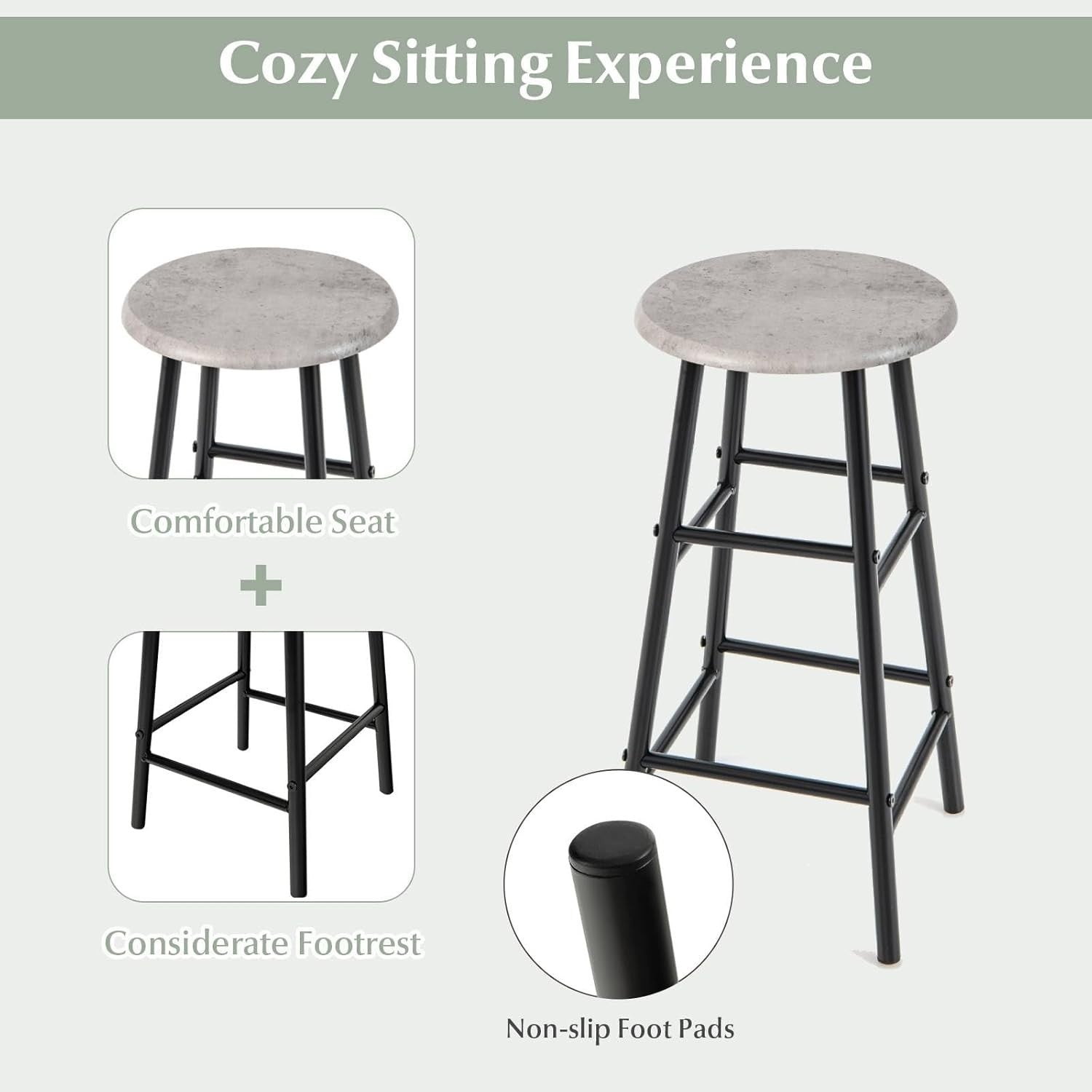 Grey 3 - Piece Bar Table Set with Shelves, Stools & Wine Rack, Industrial Dining - Kwikley
