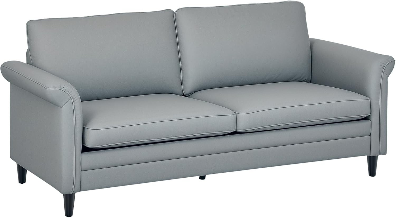 Grey 3 Seater Fabric Sofa Bed Guest Couch w/ Spring Cushions Small Rooms - Kwikley