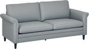 Grey 3 Seater Fabric Sofa Bed Guest Couch w/ Spring Cushions Small Rooms - Kwikley