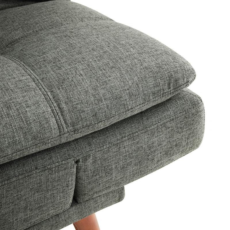 Grey 3 Seater Sofa Bed Click Clack | Tufted Fabric Adjustable Armrests - Kwikley