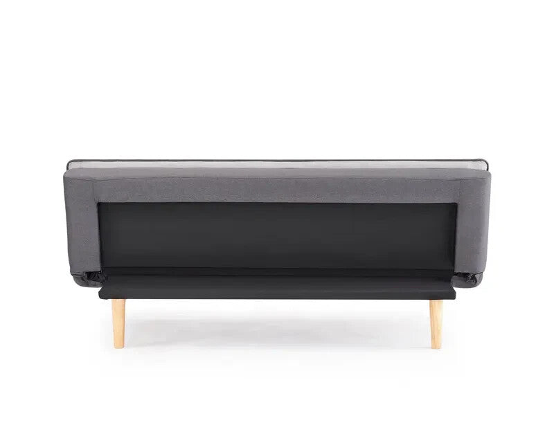 Grey 3 Seater Sofa Bed Futon Clic Clac Contrast Fabric Pillow Topper - Kwikley