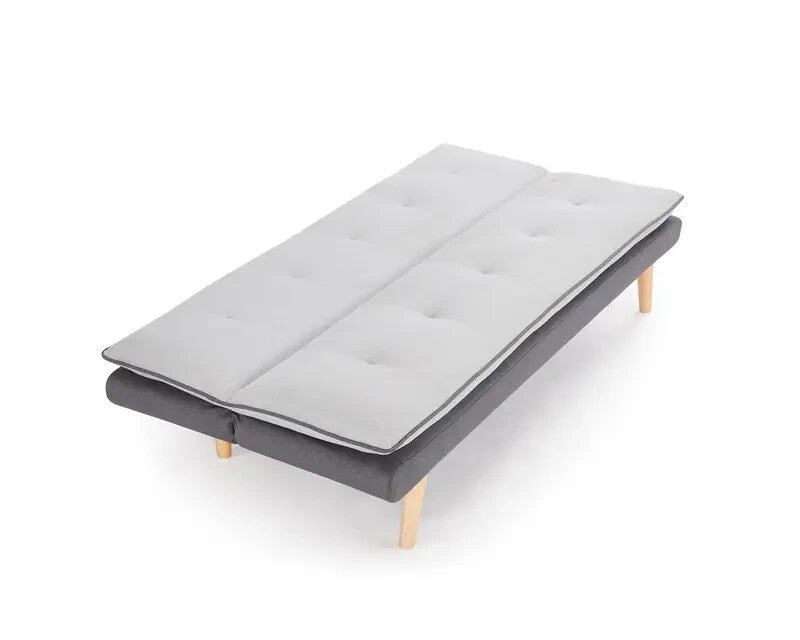Grey 3 Seater Sofa Bed Futon Clic Clac Contrast Fabric Pillow Topper - Kwikley
