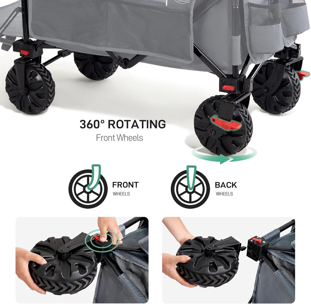 Grey 300L Tailgate Folding Camping Wagon 135kg Heavy Duty Trolley with Brakes - Kwikley
