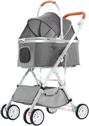 Grey 3in1 Pet Stroller Detachable Carrier Car Seat Folding Shock Absorb - Kwikley