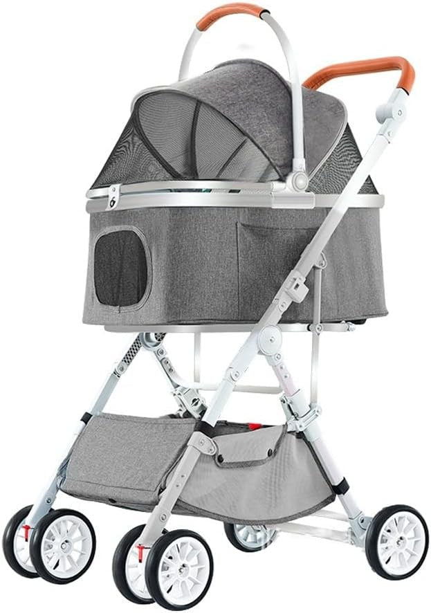 Grey 3in1 Pet Stroller Detachable Carrier Car Seat Folding Shock Absorb - Kwikley