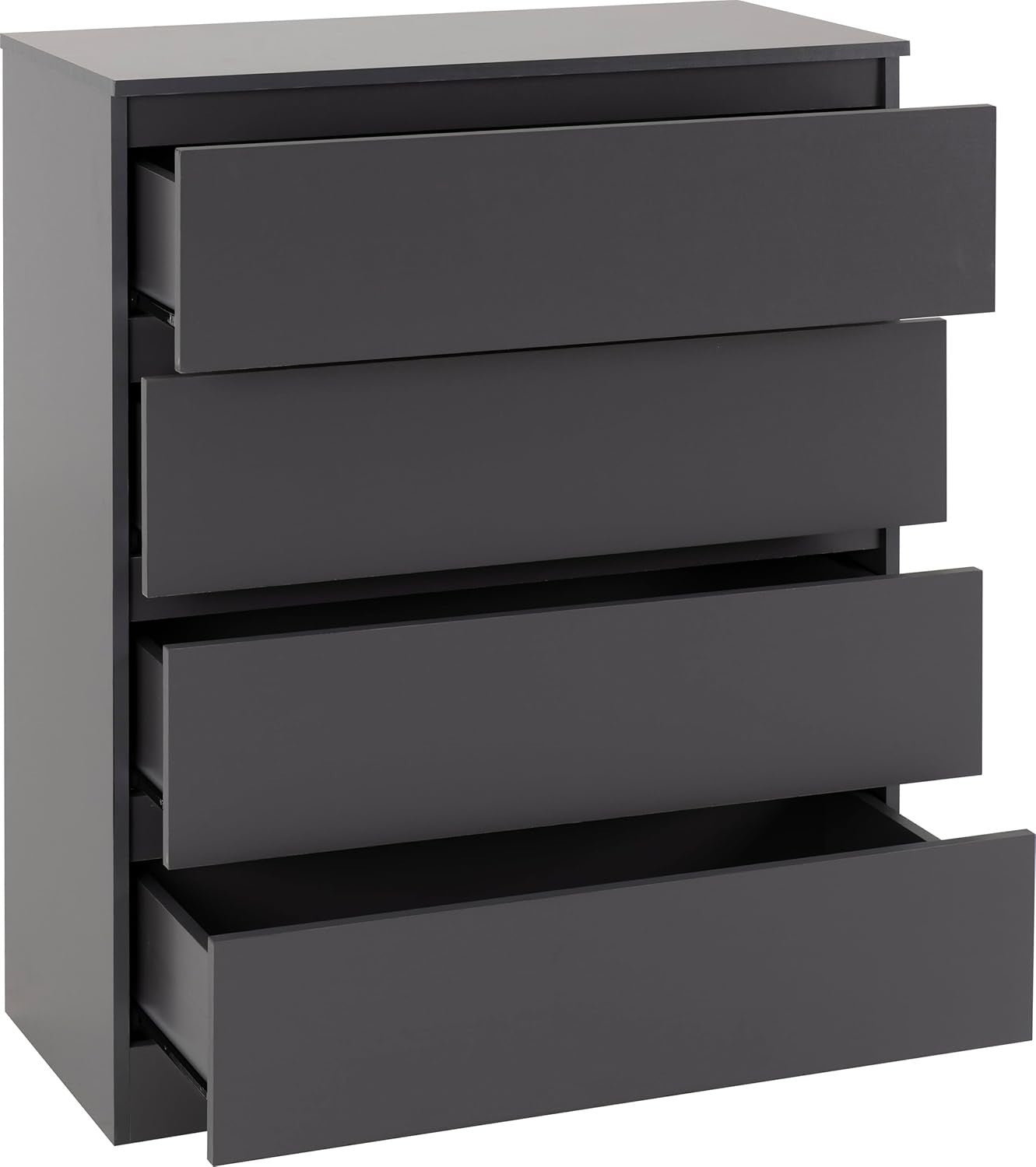 Grey 4 Drawer Chest Engineered Wood Storage Cabinet Bedroom Organizer - Kwikley