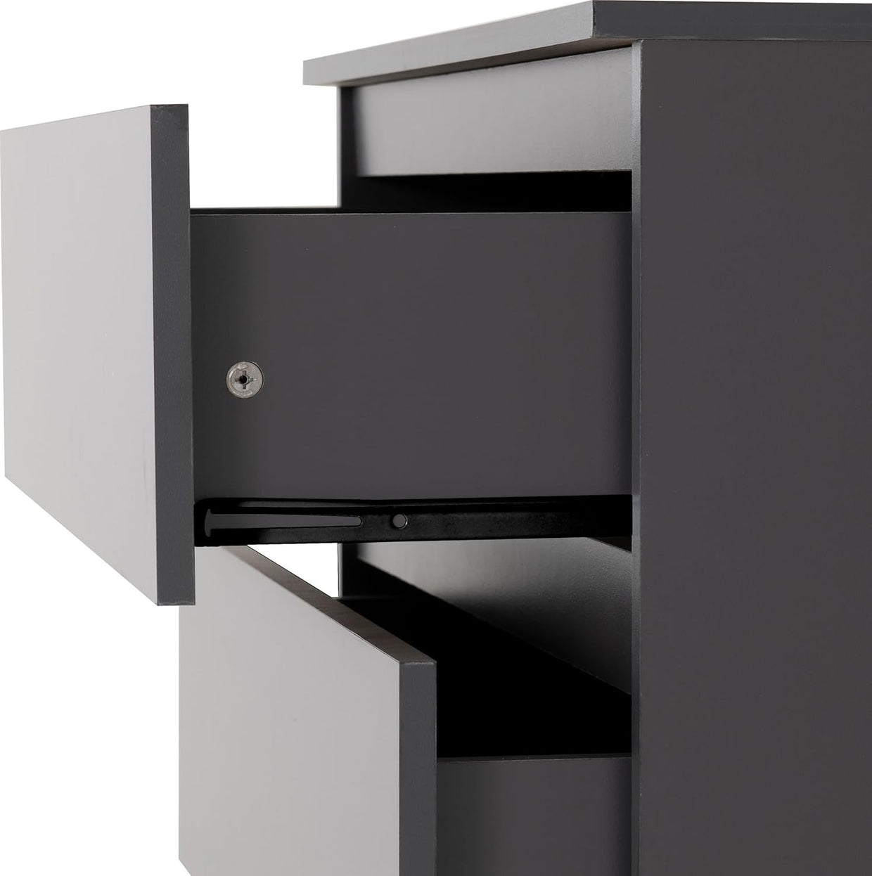 Grey 4 Drawer Chest Engineered Wood Storage Cabinet Bedroom Organizer - Kwikley