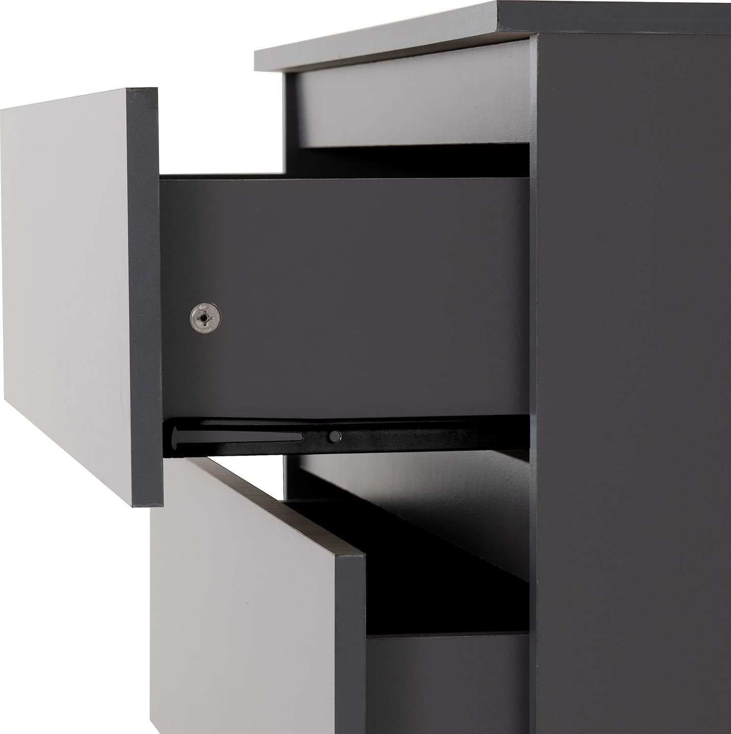 Grey 4 Drawer Chest Engineered Wood Storage Cabinet Bedroom Organizer - Kwikley