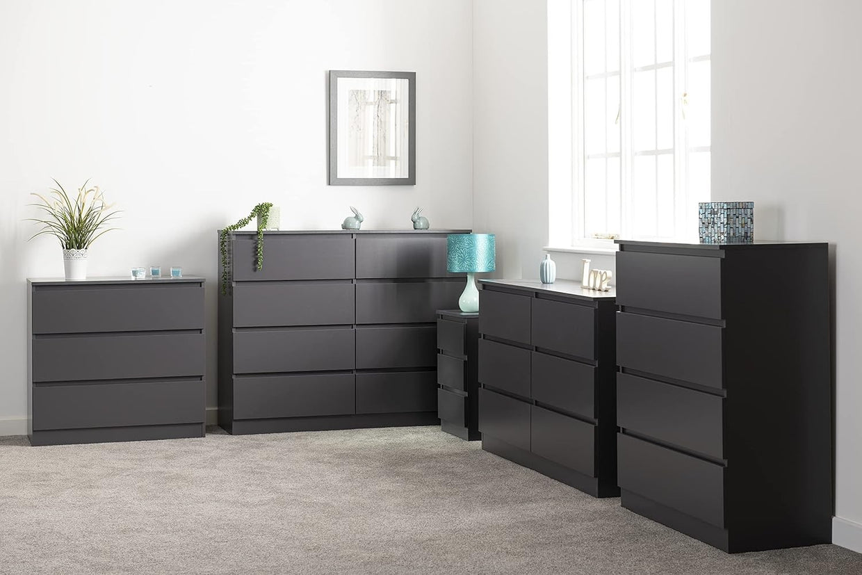 Grey 4 Drawer Chest Engineered Wood Storage Cabinet Bedroom Organizer - Kwikley