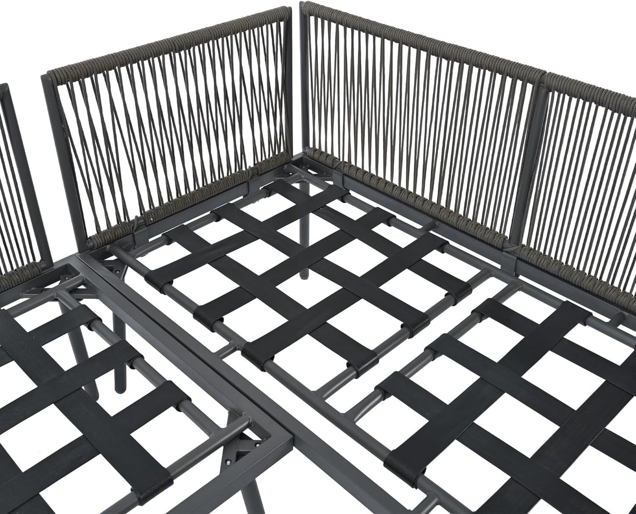 Grey 4 - Piece Garden Furniture Set with Cushions, Lounge Sofa & Glass Table - Kwikley
