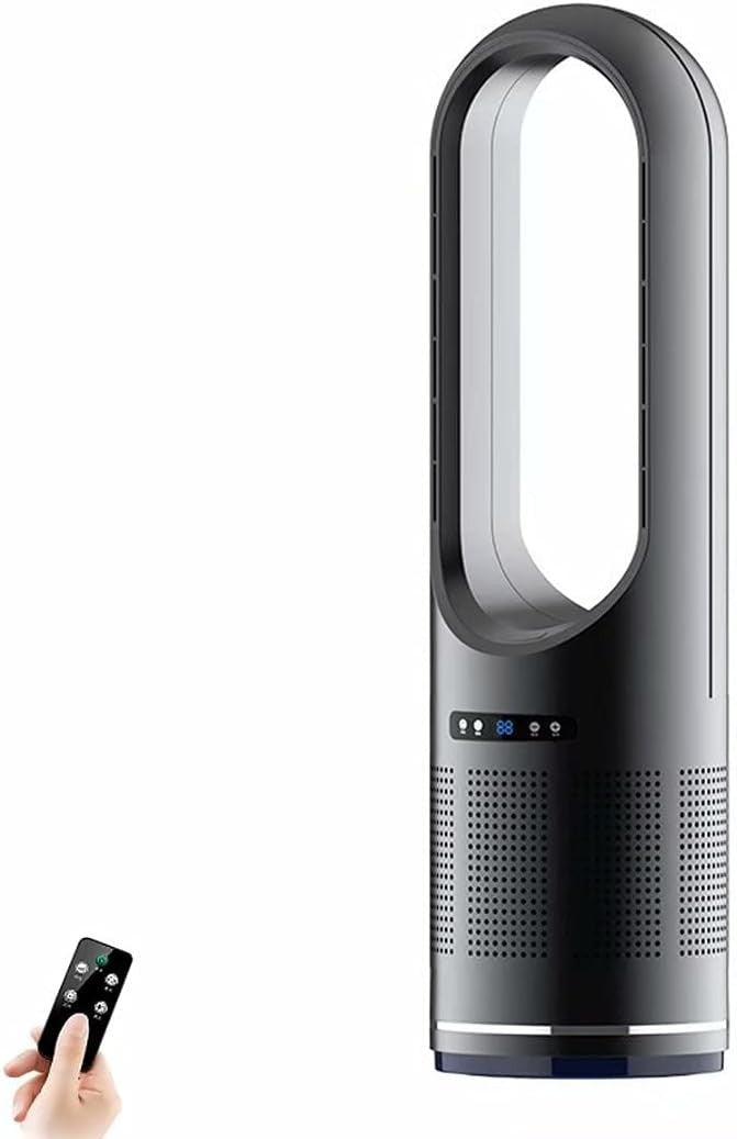Grey 46" Bladeless Tower Fan 2000W Heater Air Purifier 8 - Speed Oscillating LED - Kwikley