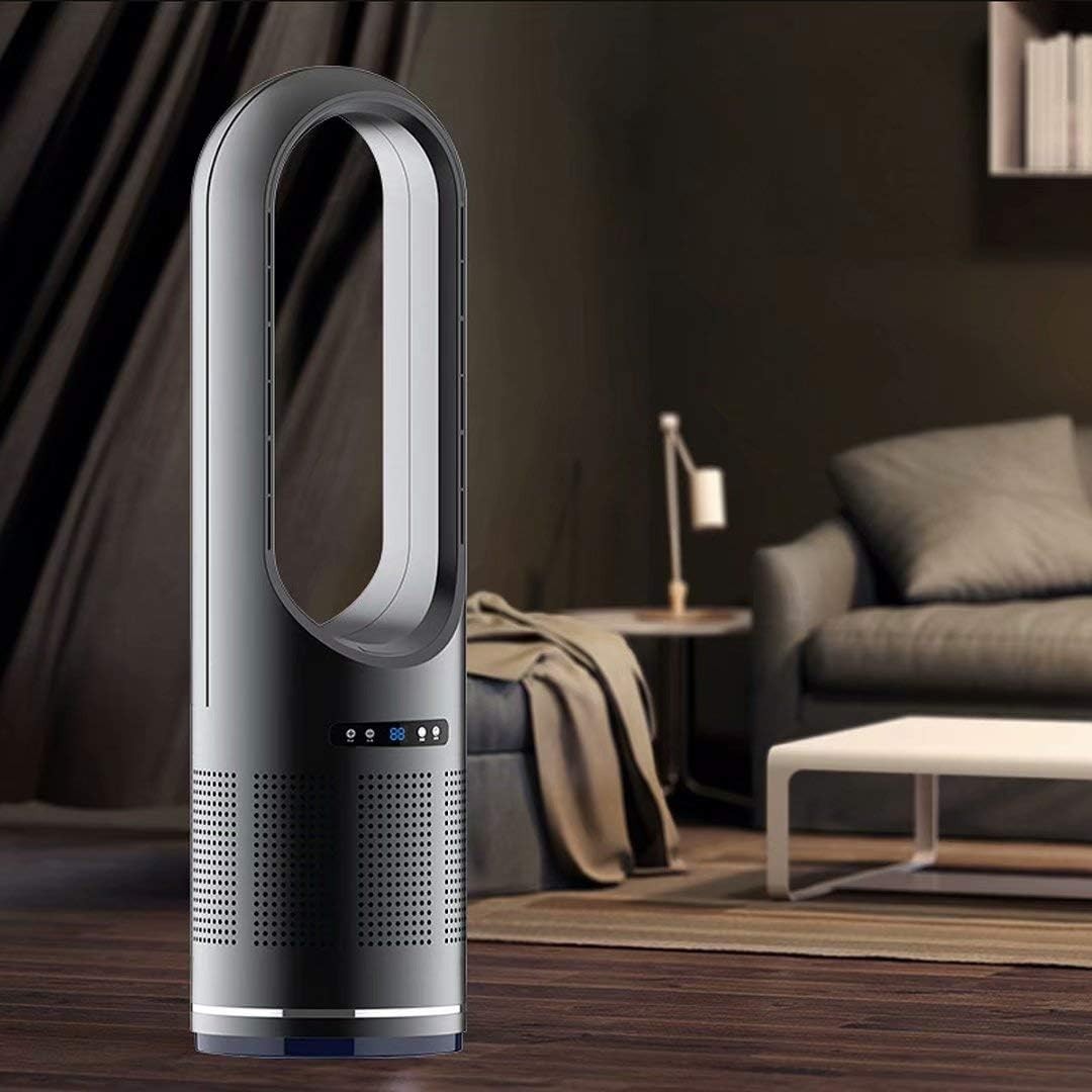 Grey 46" Bladeless Tower Fan 2000W Heater Air Purifier 8 - Speed Oscillating LED - Kwikley
