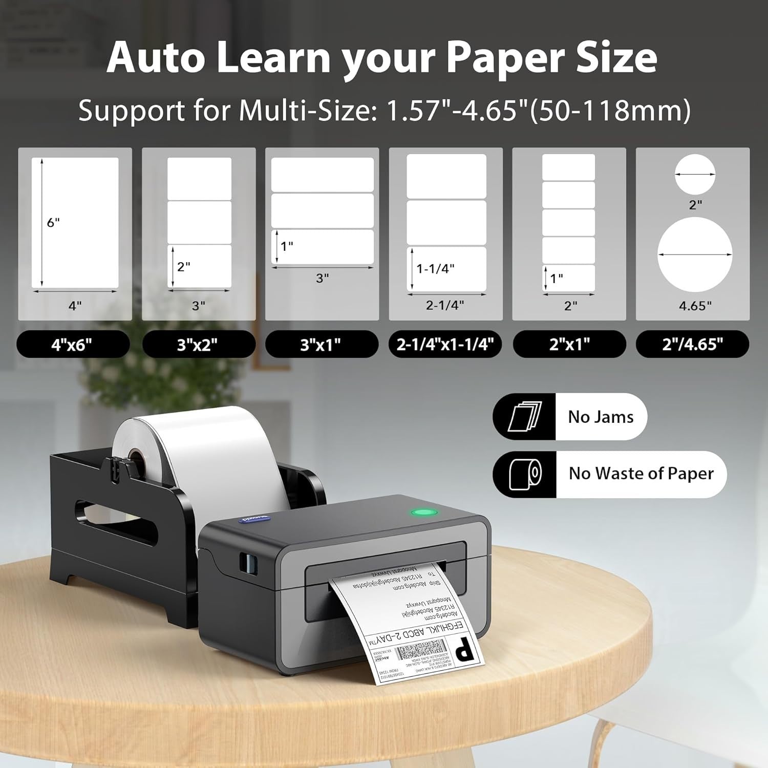 Grey 4x6 Thermal Shipping Label Printer USB High Speed 150mm/s Desktop - Kwikley